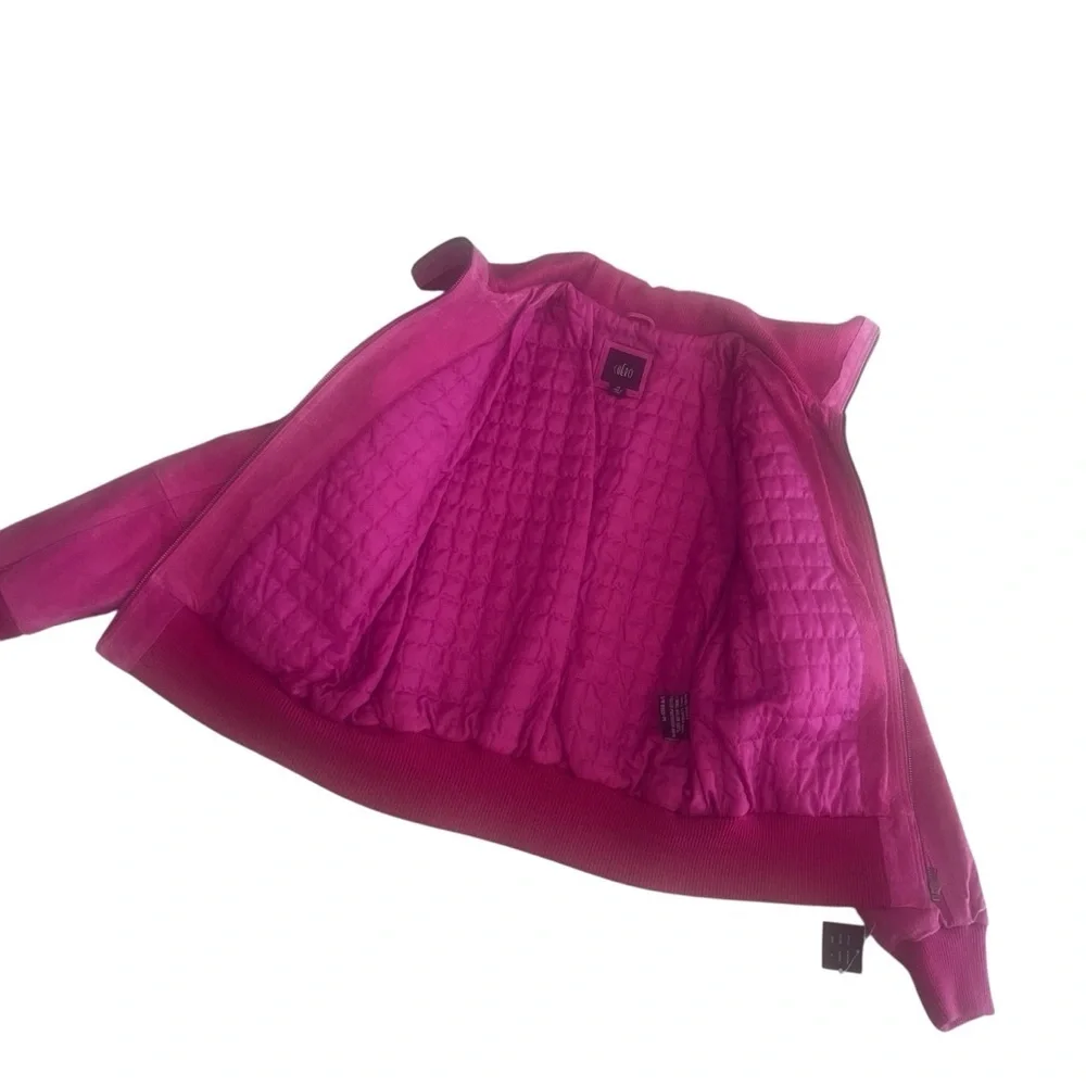 NWT NOS Cuero Pink Fuchsia Suede Bomber Jacket Vintage 2000 Medium - Picture 10 of 15